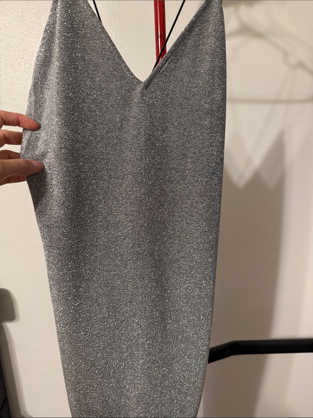 Silver Metallic Knit Dress